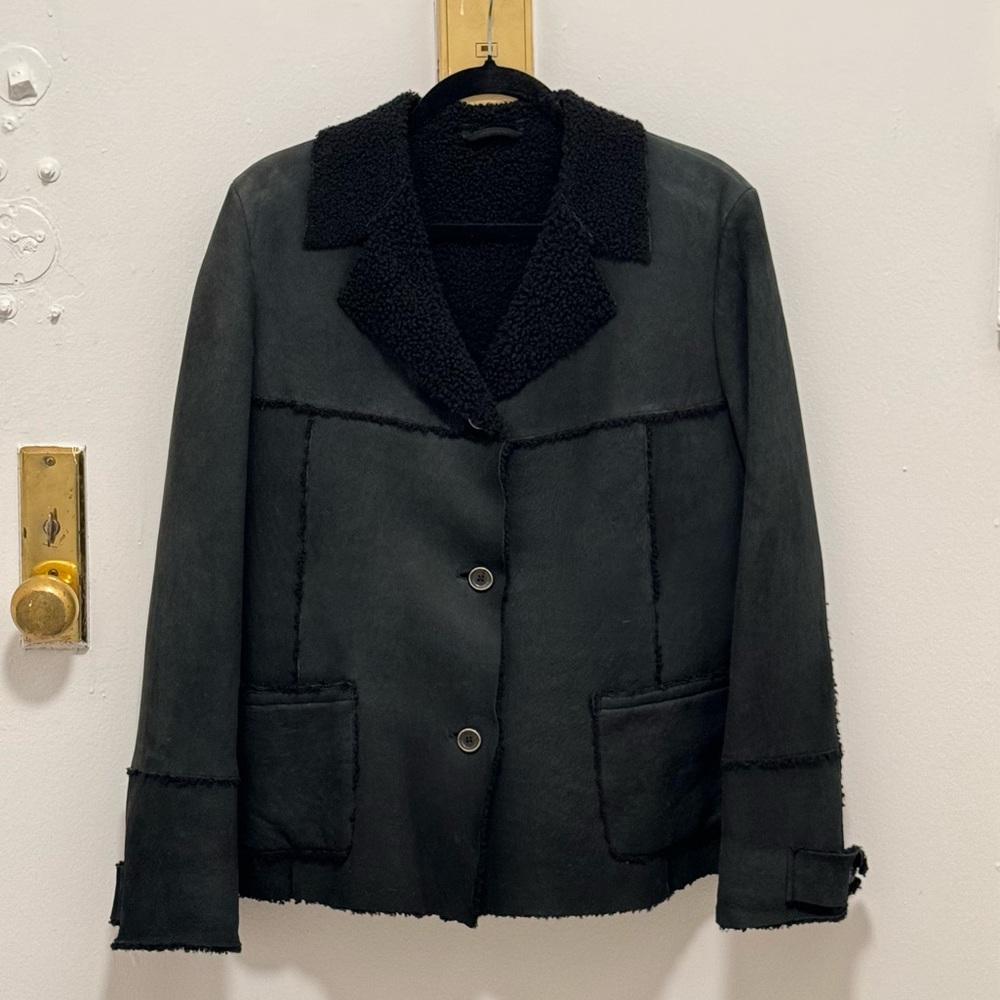Vintage genuine shearling jacket blazer in BLK